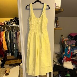 Loft size 8 neon yellow long dress with smocked top 
Has pockets